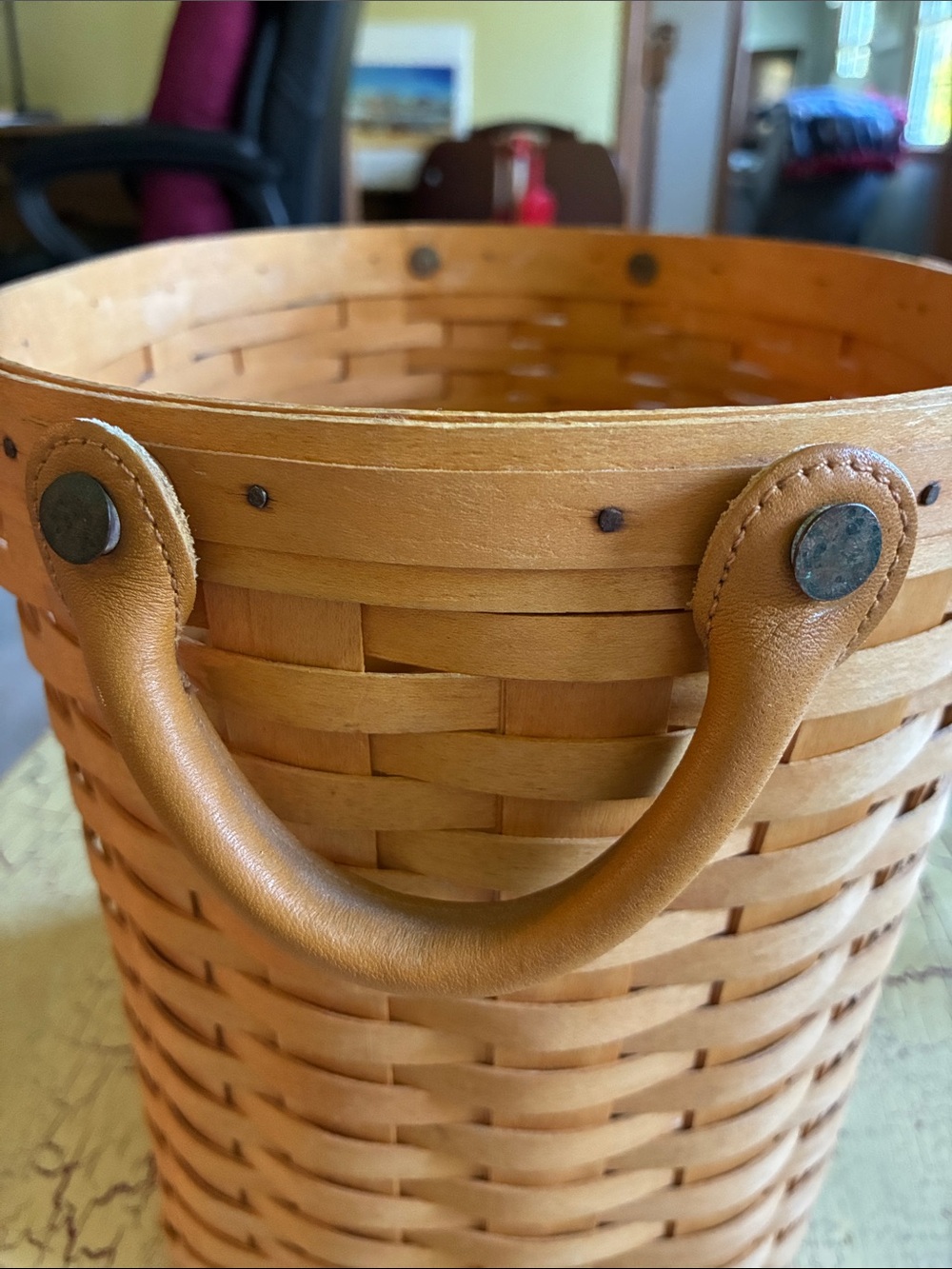 Longaberger Natural Tan Woven Basket Vintage retired - Picture 5 of 12